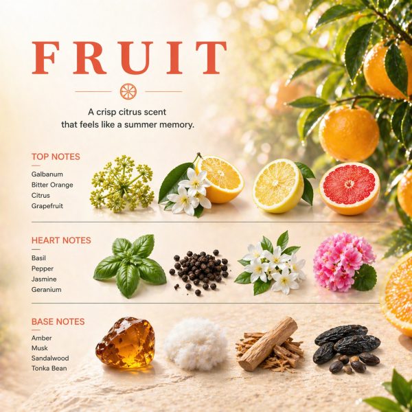 Fruit Car Fragrance — ingredient breakdown: galbanum, bitter orange, basil, jasmine, sandalwood