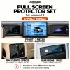 Leopard 8 six-piece screen protector bundle: three front tempered-glass pieces, two rear climate soft films for six-/seven-seat layouts, and one rear fridge soft film for the 2026 five-seat layout