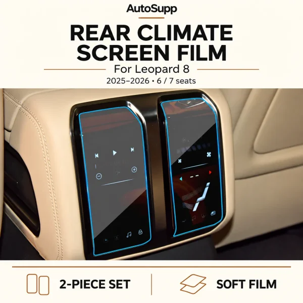 Two rear climate soft films for specified 2025–2026 Leopard 8 six-/seven-seat display layouts