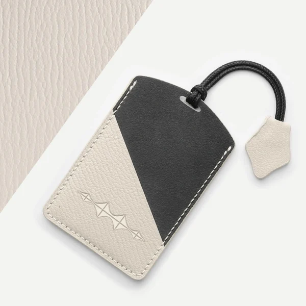 Ivory White Hand Strap card key case with its complete cord, knot and matching leather tag